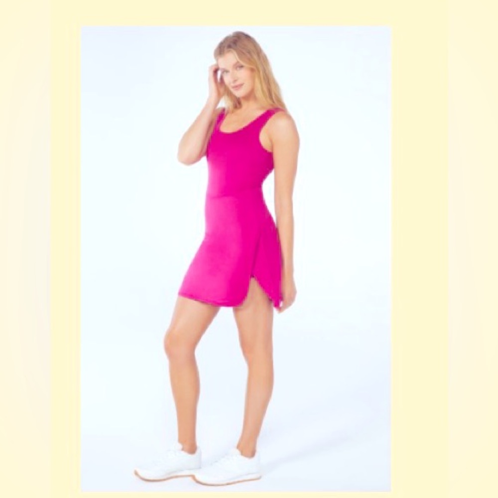 Balance Collection Ellie Box Fuchsia Sports Tennis Activewear Workout Dress (M)